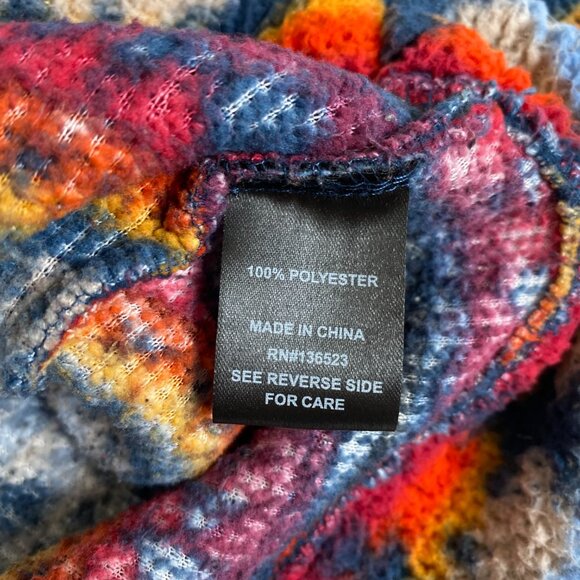 Brooklyn Cloth Fleece Aztec Native Geometric Sunset Print Color Striped Hoodie - Picture 11 of 11